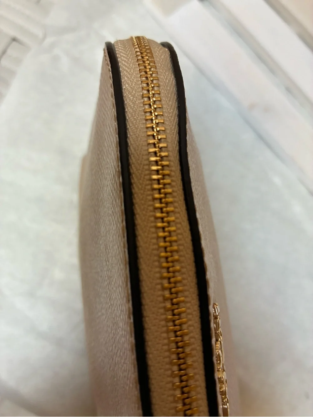 Coach Pebbled Leather Cosmetic Pouch in Tan